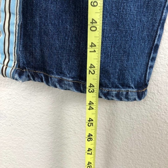 YUMI Mazao Jeans Womens 44 Blue Medium Wash Contrast Racer Stripe Flared New - Picture 12 of 16